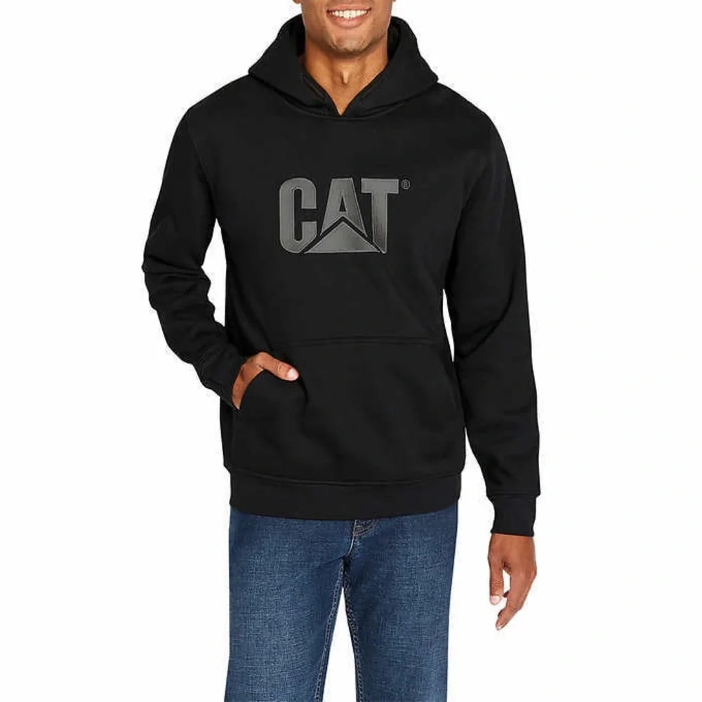CAT Caterpillar Embroidered Logo Pullover Hoodie Men’s Large Black NWT